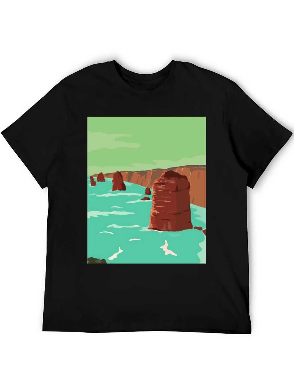Coastal Cliffs Graphic Tee - Black