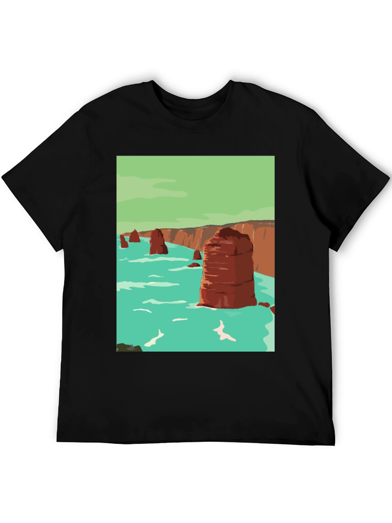 Coastal Cliffs Graphic Tee - Black