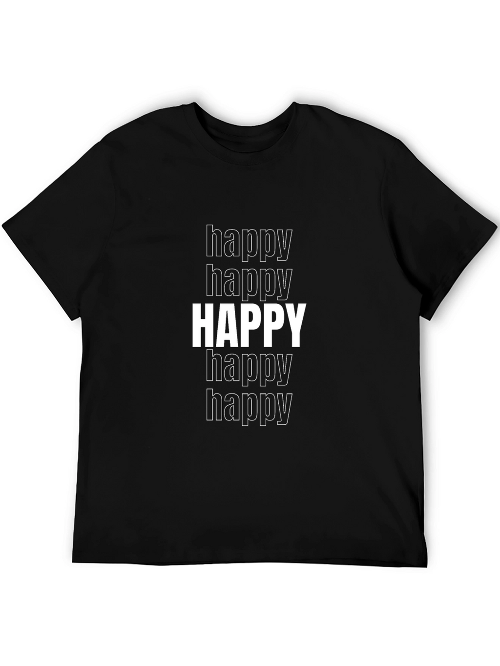 Happy Graphic Tee - Black Cotton Blend
