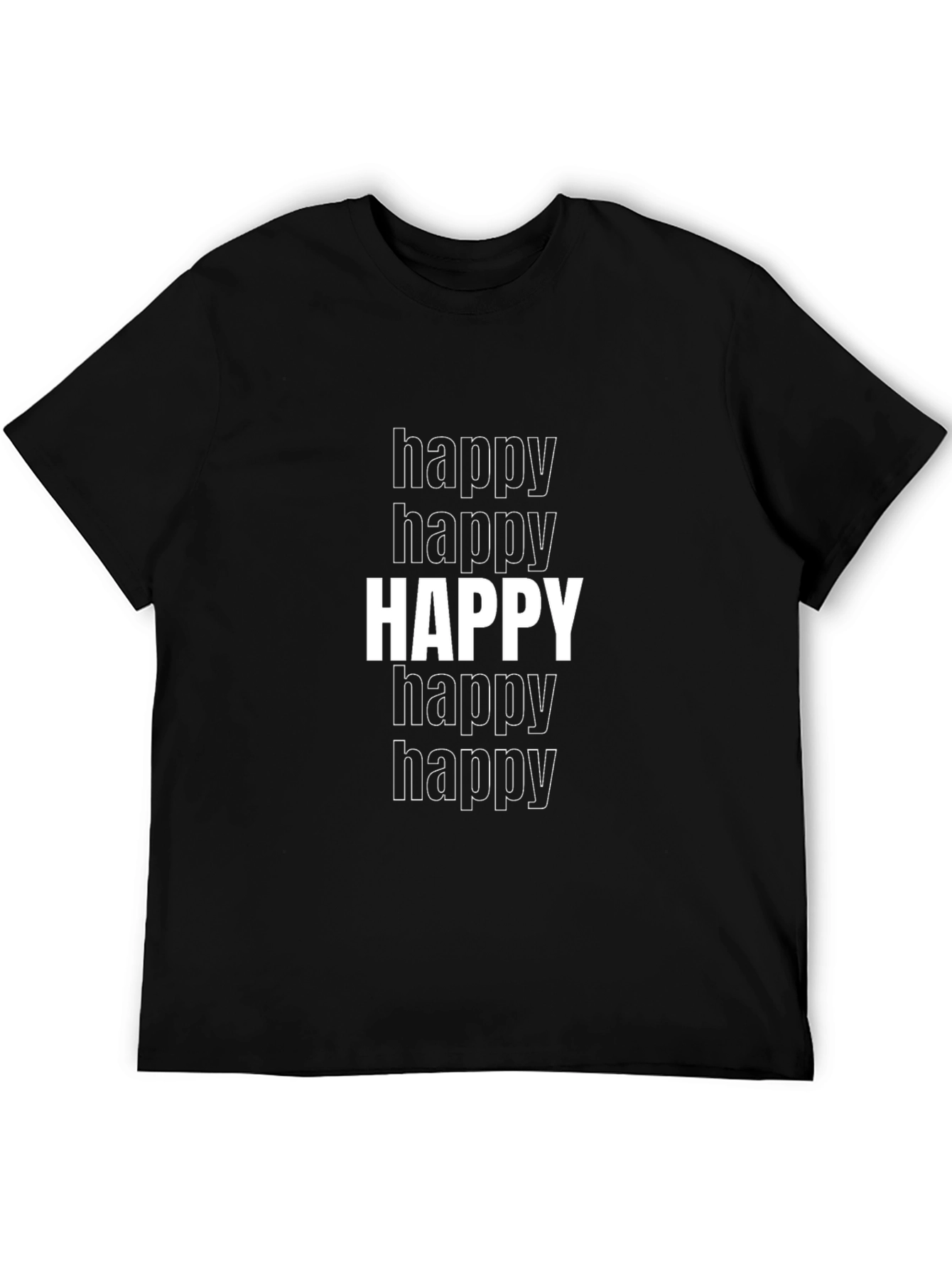Happy Graphic Tee - Black Cotton Blend