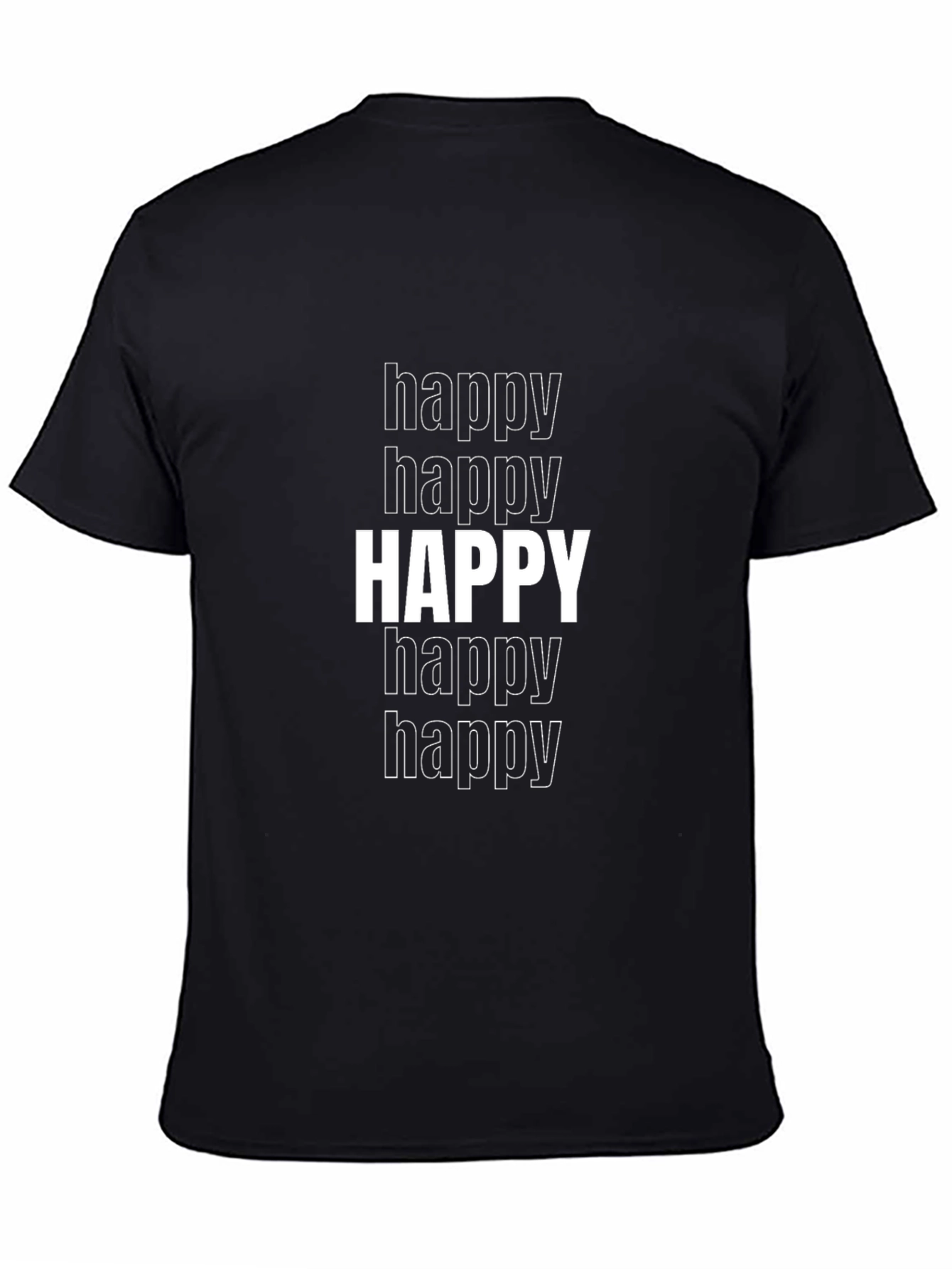 Happy Graphic Tee - Black Cotton Blend