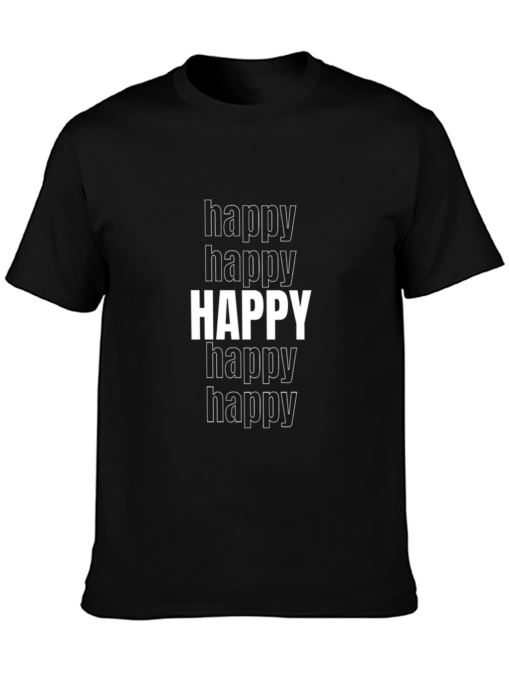 Happy Graphic Tee - Black Cotton Blend