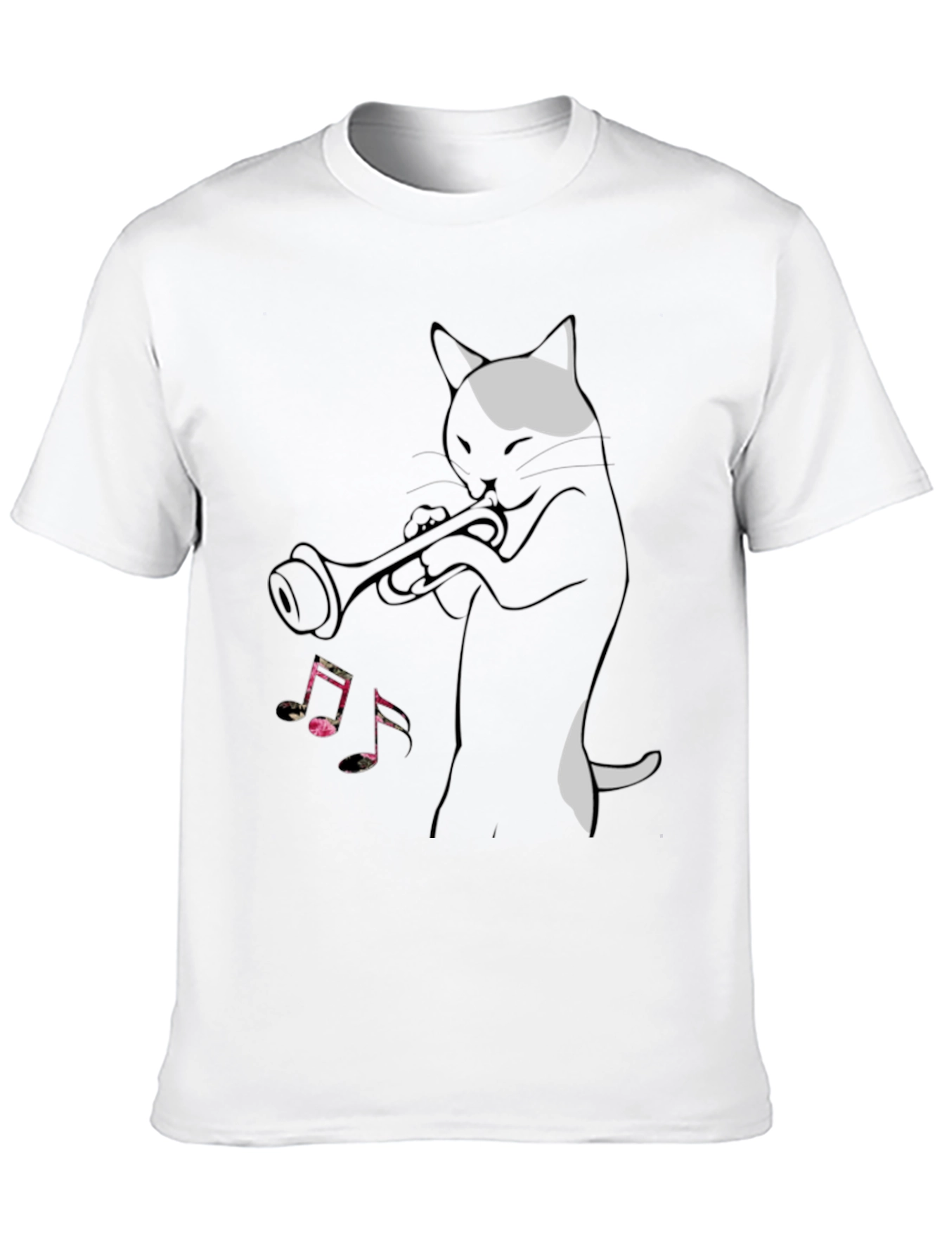 Cool Cat Trumpet Player Black T-Shirt