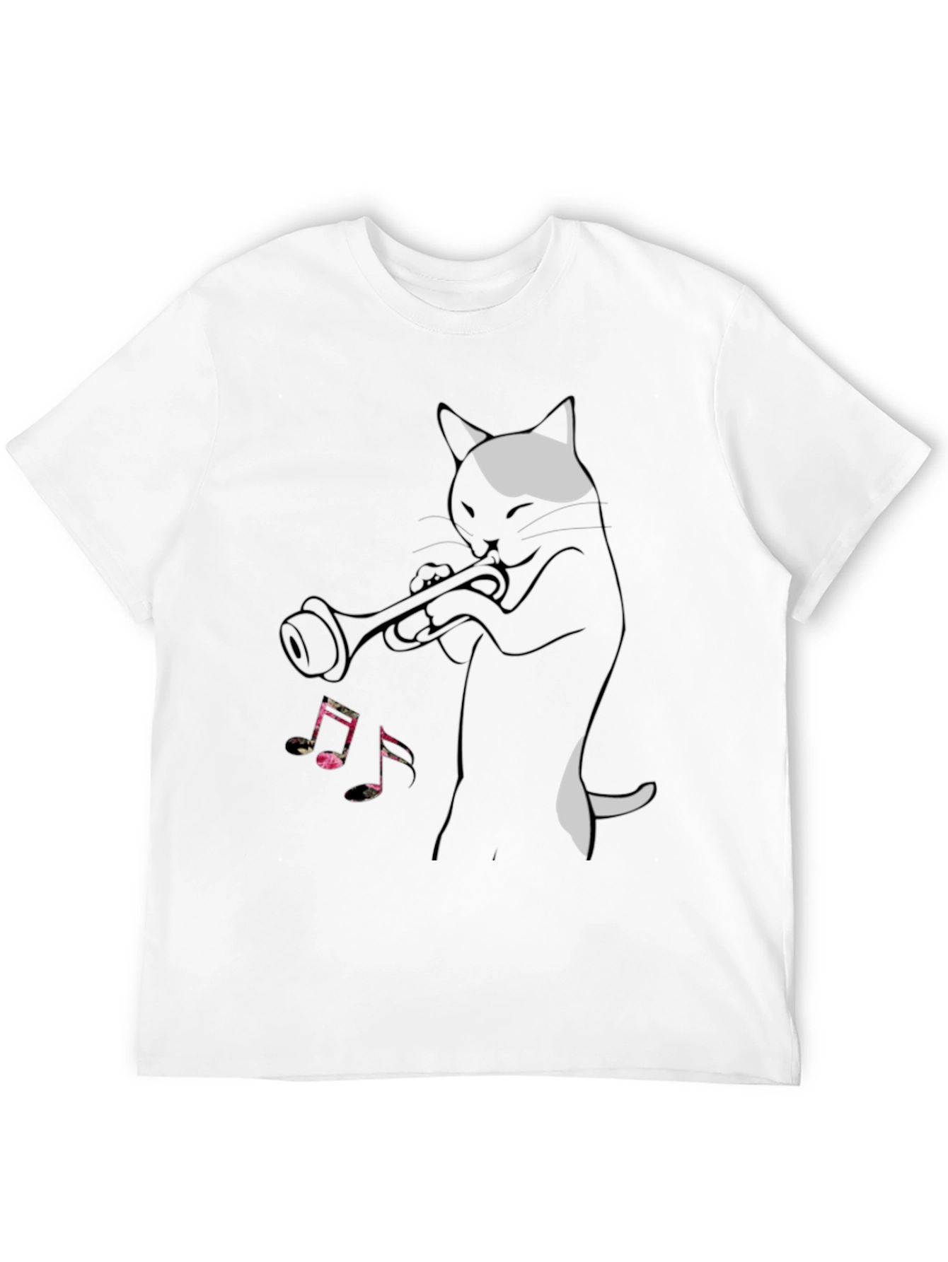 Cool Cat Trumpet Player Black T-Shirt