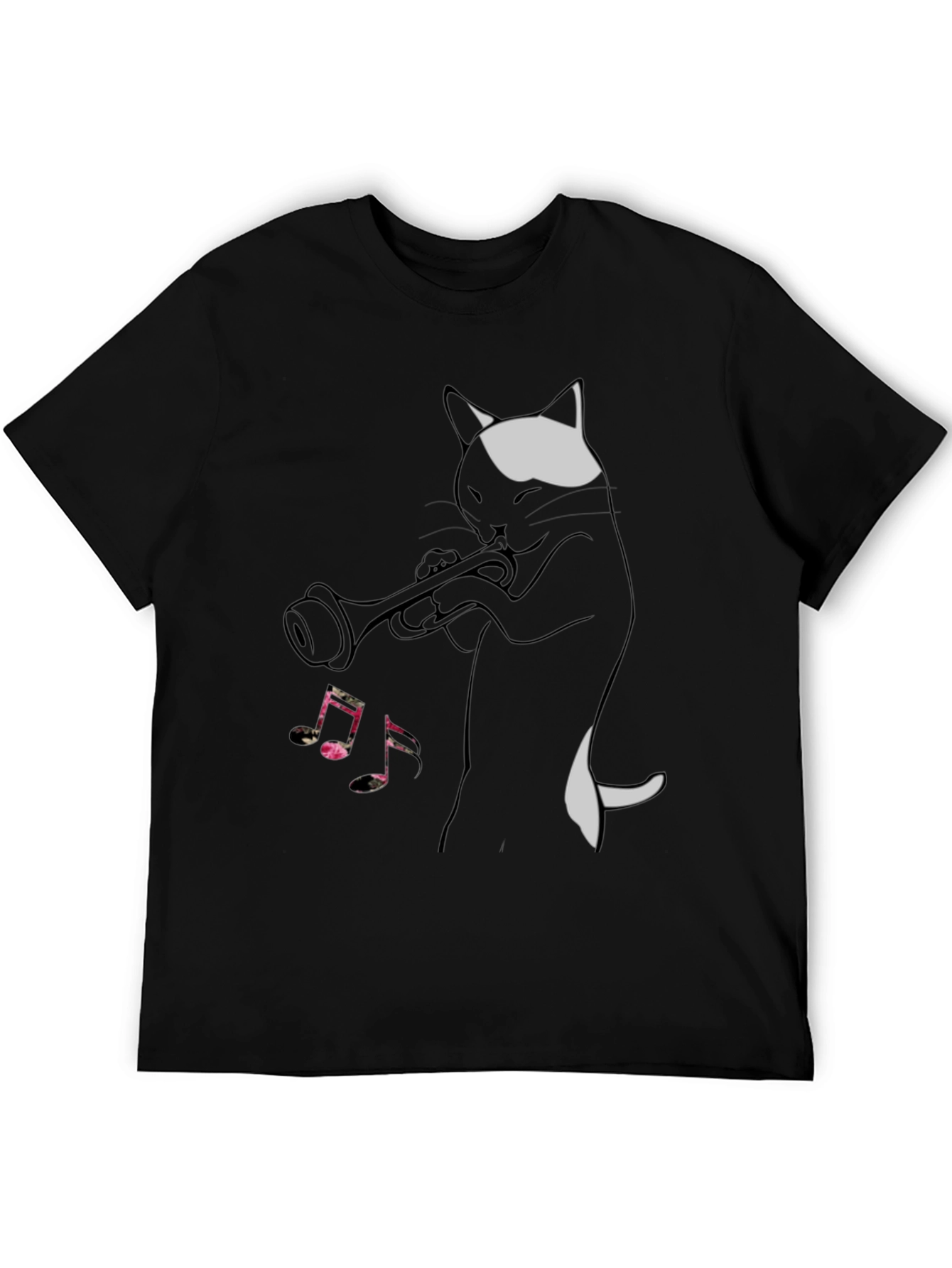 Cool Cat Trumpet Player Black T-Shirt