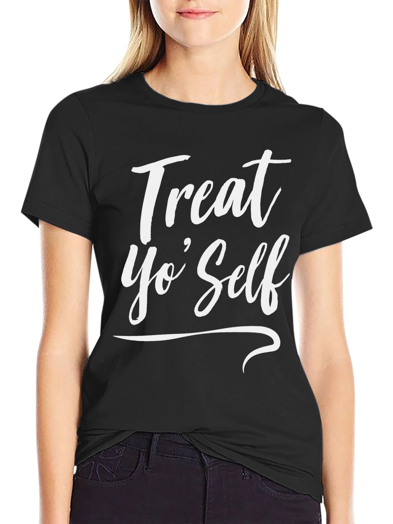 Treat Yo Self Black Graphic Tee Shirt