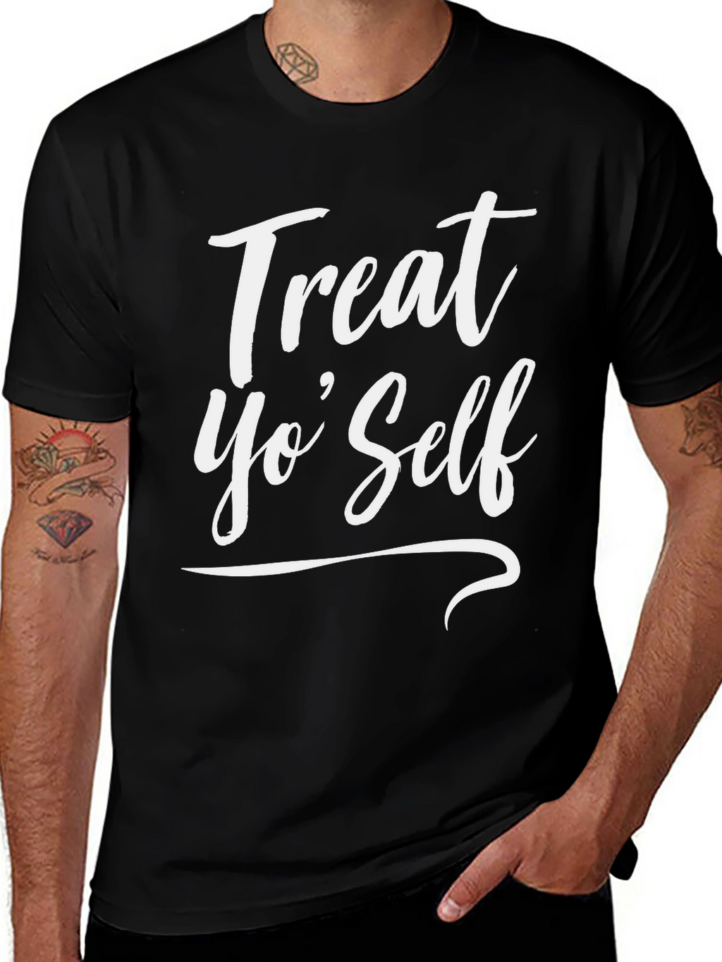 Treat Yo Self Black Graphic Tee Shirt