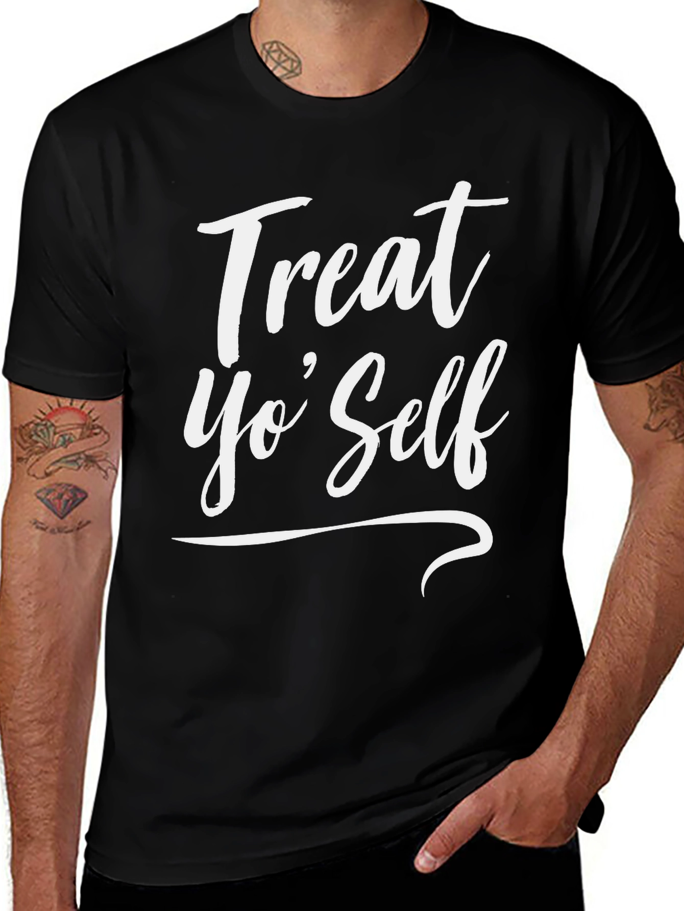 Treat Yo Self Black Graphic Tee Shirt