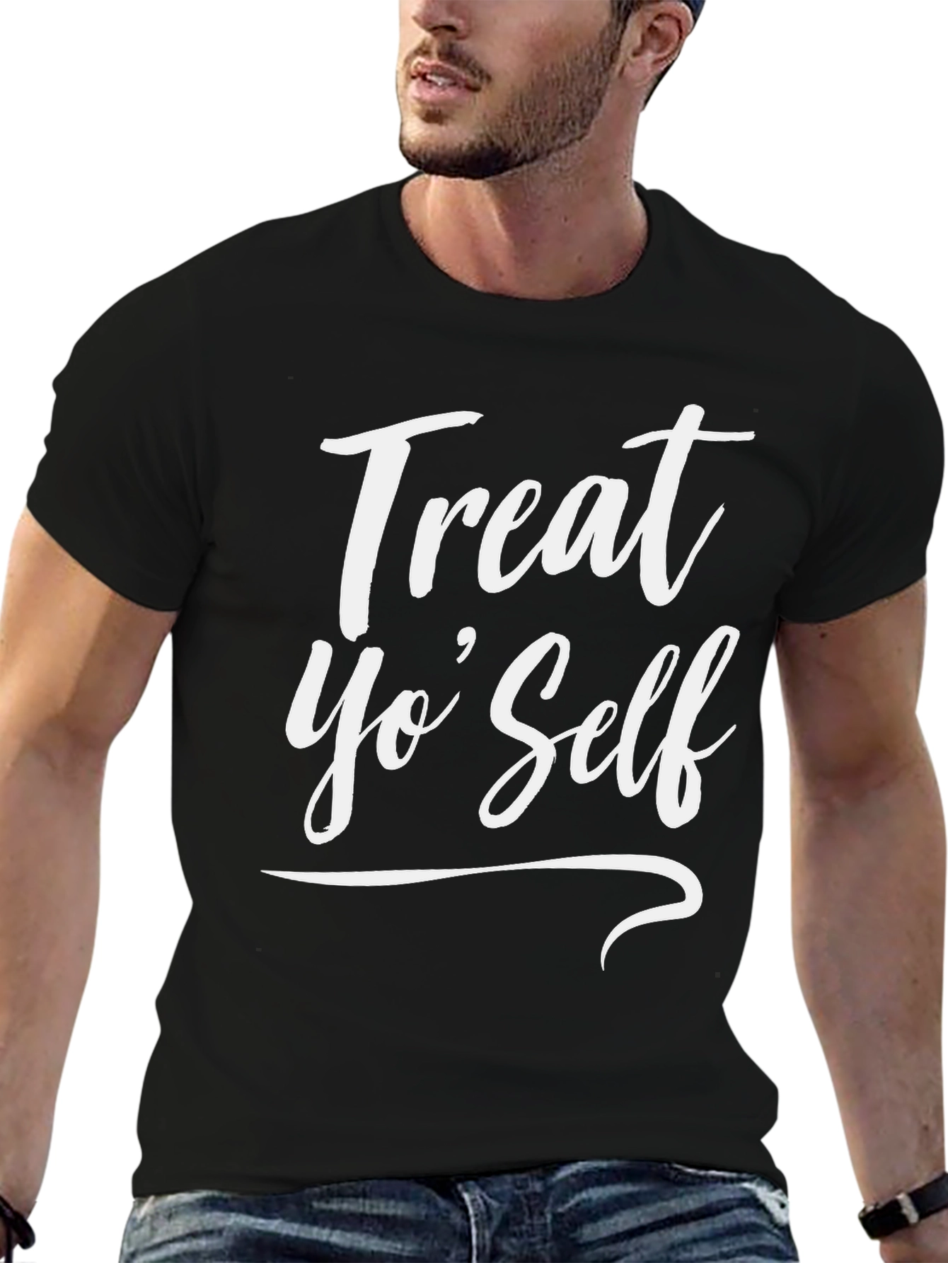 Treat Yo Self Black Graphic Tee Shirt