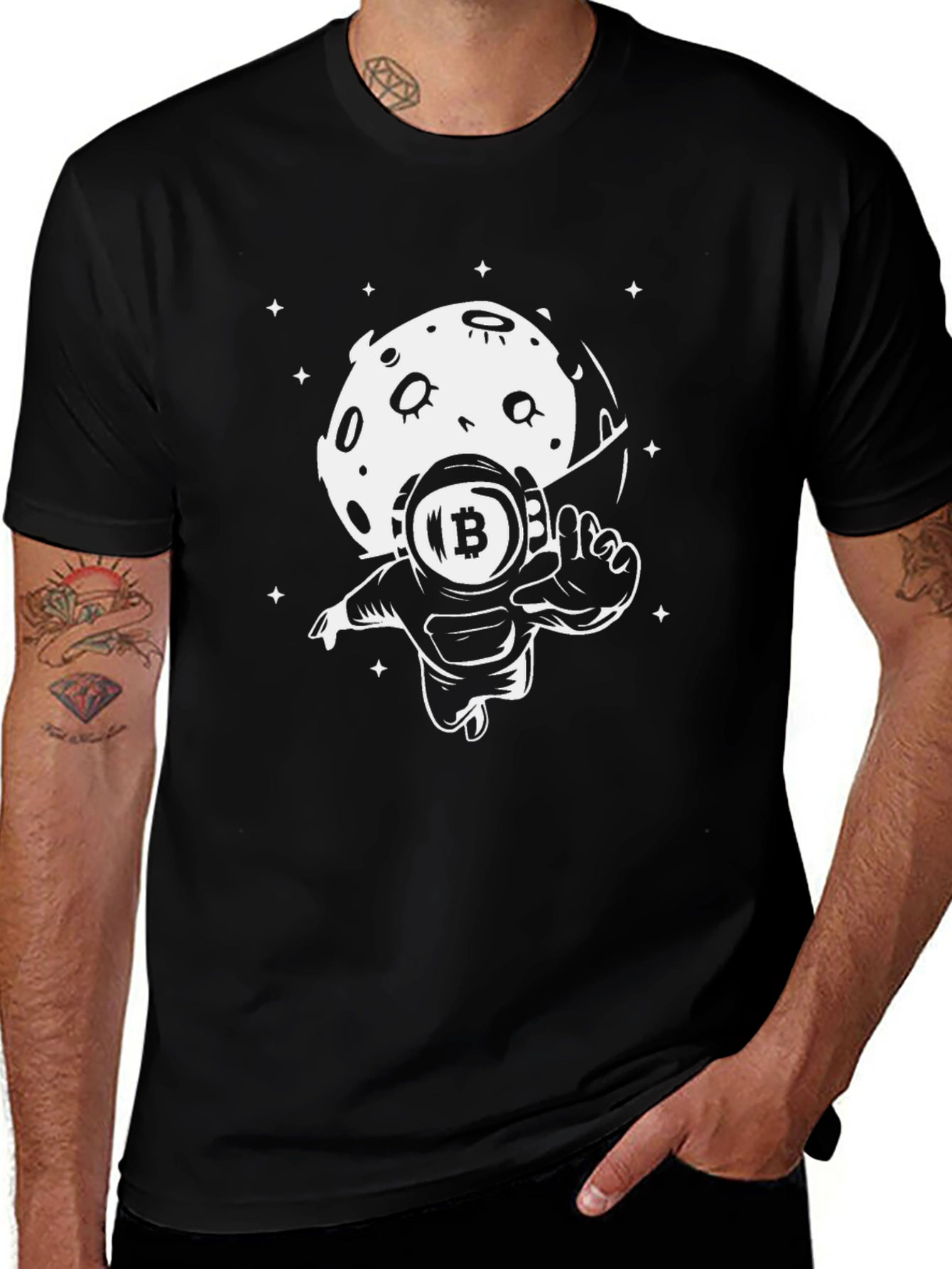 Bitcoin Astronaut Black T-Shirt Crypto Space