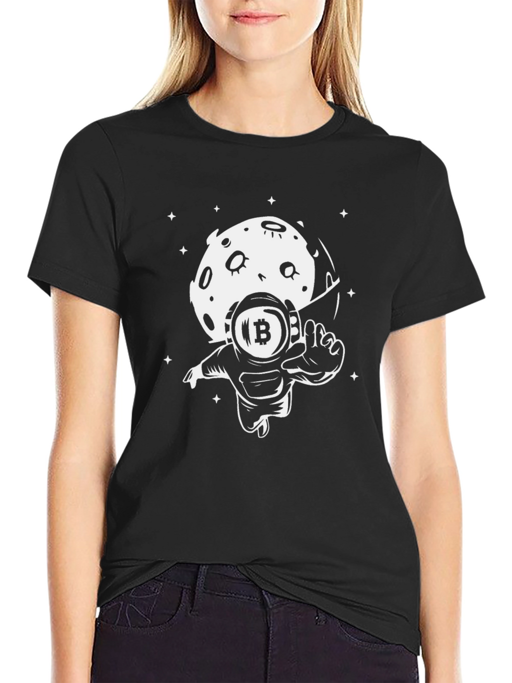Bitcoin Astronaut Black T-Shirt Crypto Space