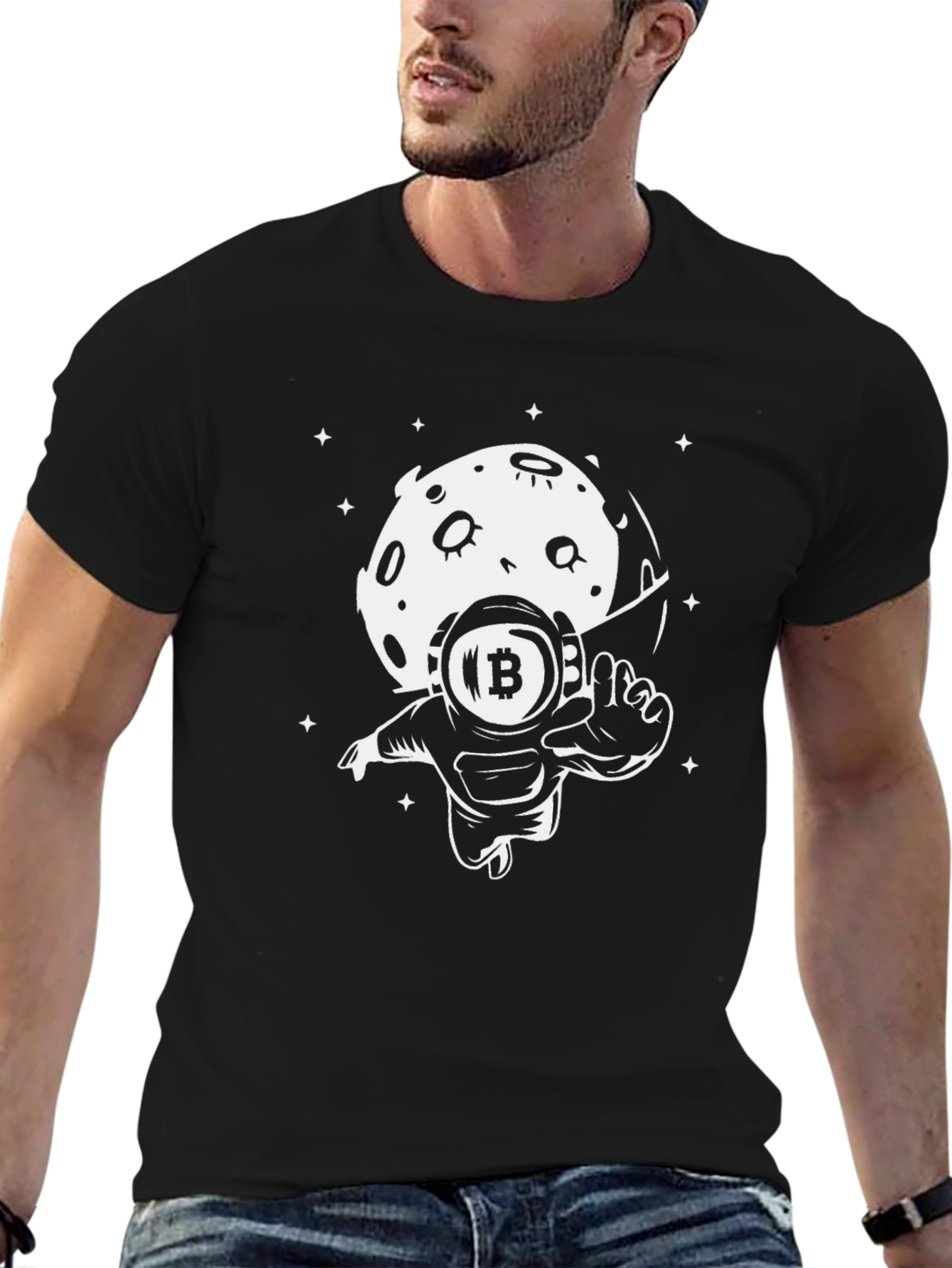 Bitcoin Astronaut Black T-Shirt Crypto Space