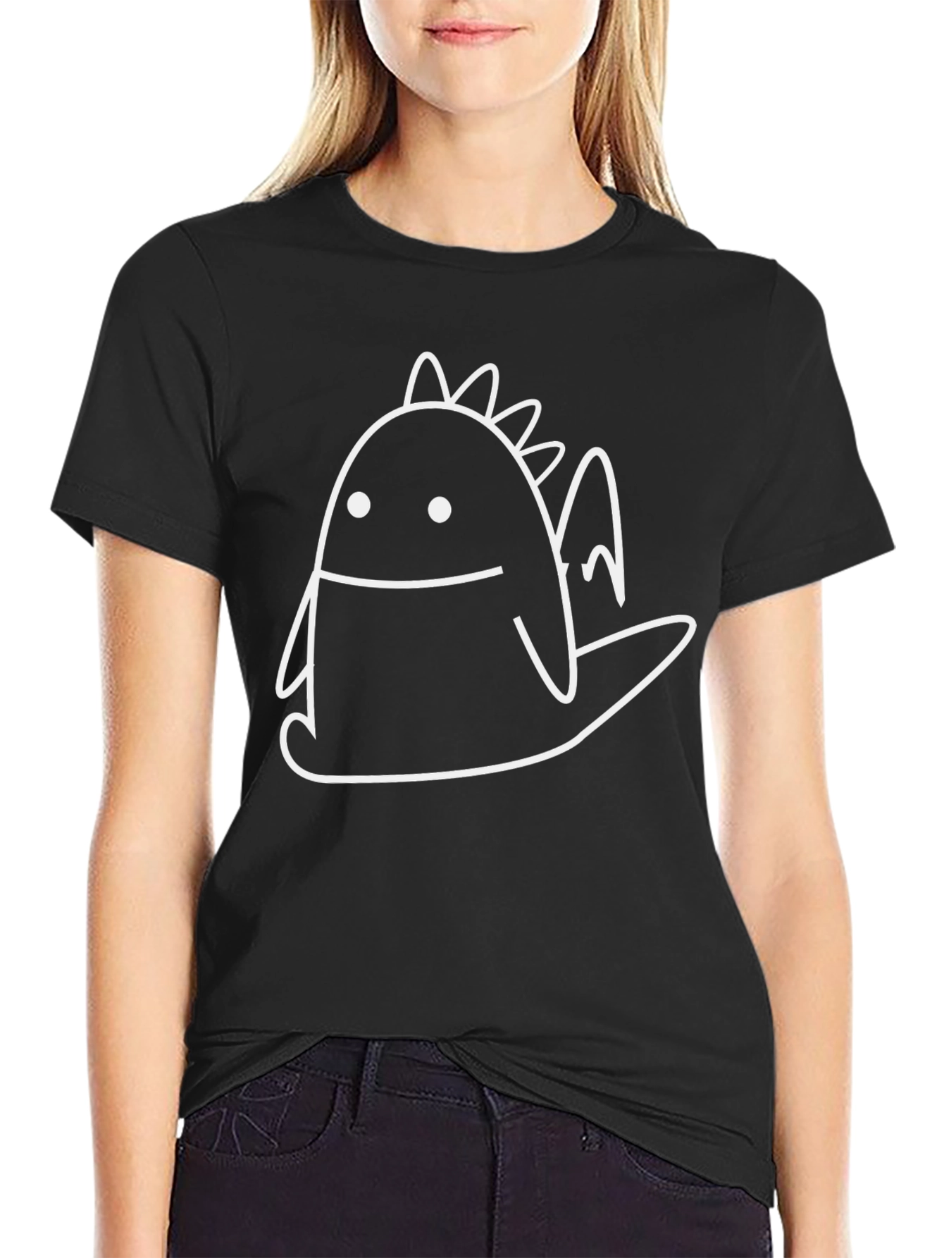 Cartoon Dragon Graphic Black T-Shirt