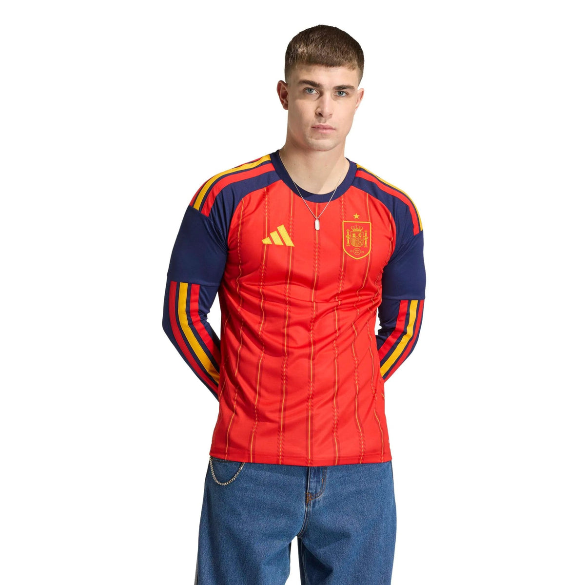 2026 Spain Men's Stadium Home Long-Sleeve Soccer Jersey
