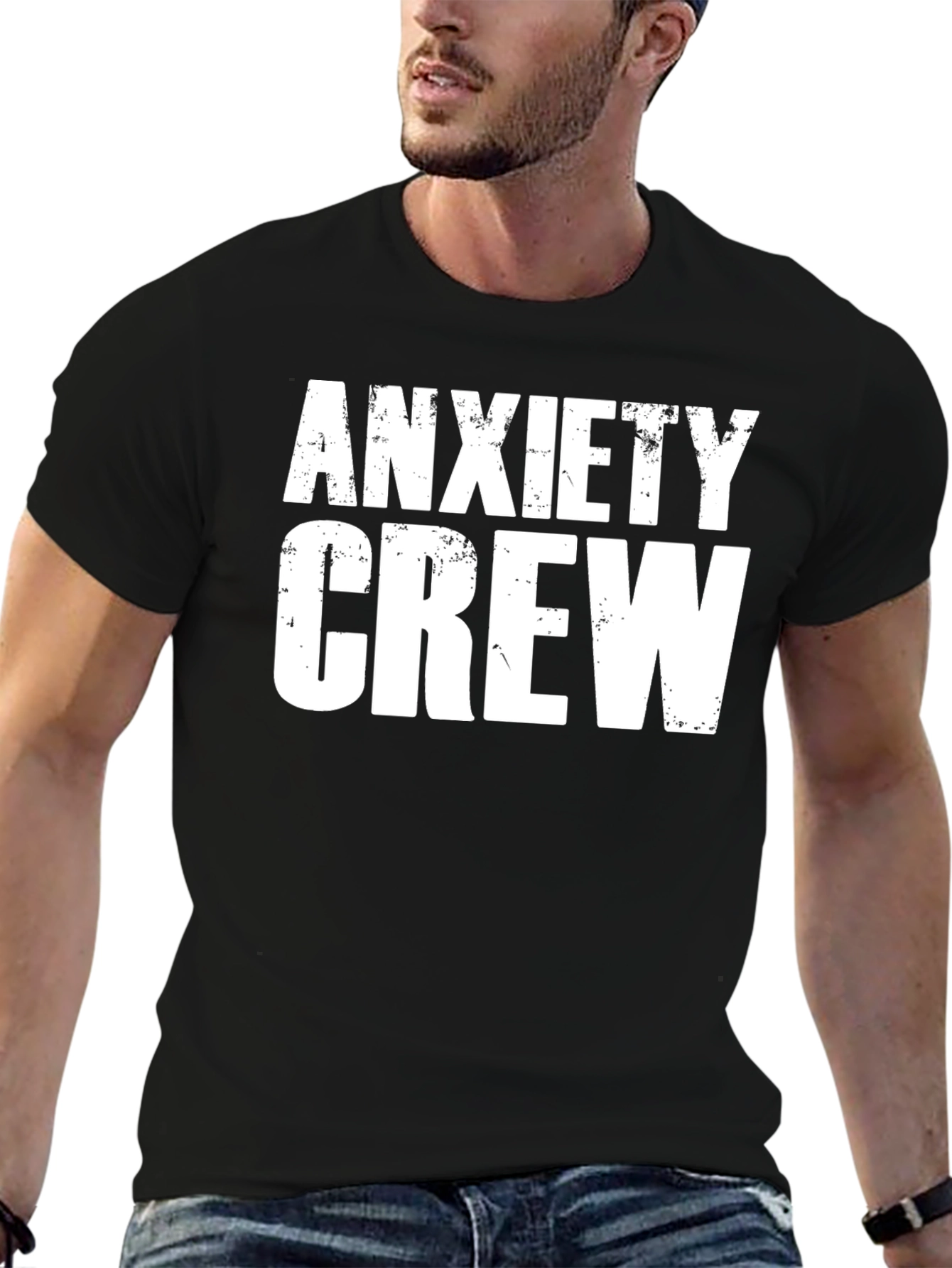 Anxiety Crew Graphic Tee - Black Cotton T-Shirt