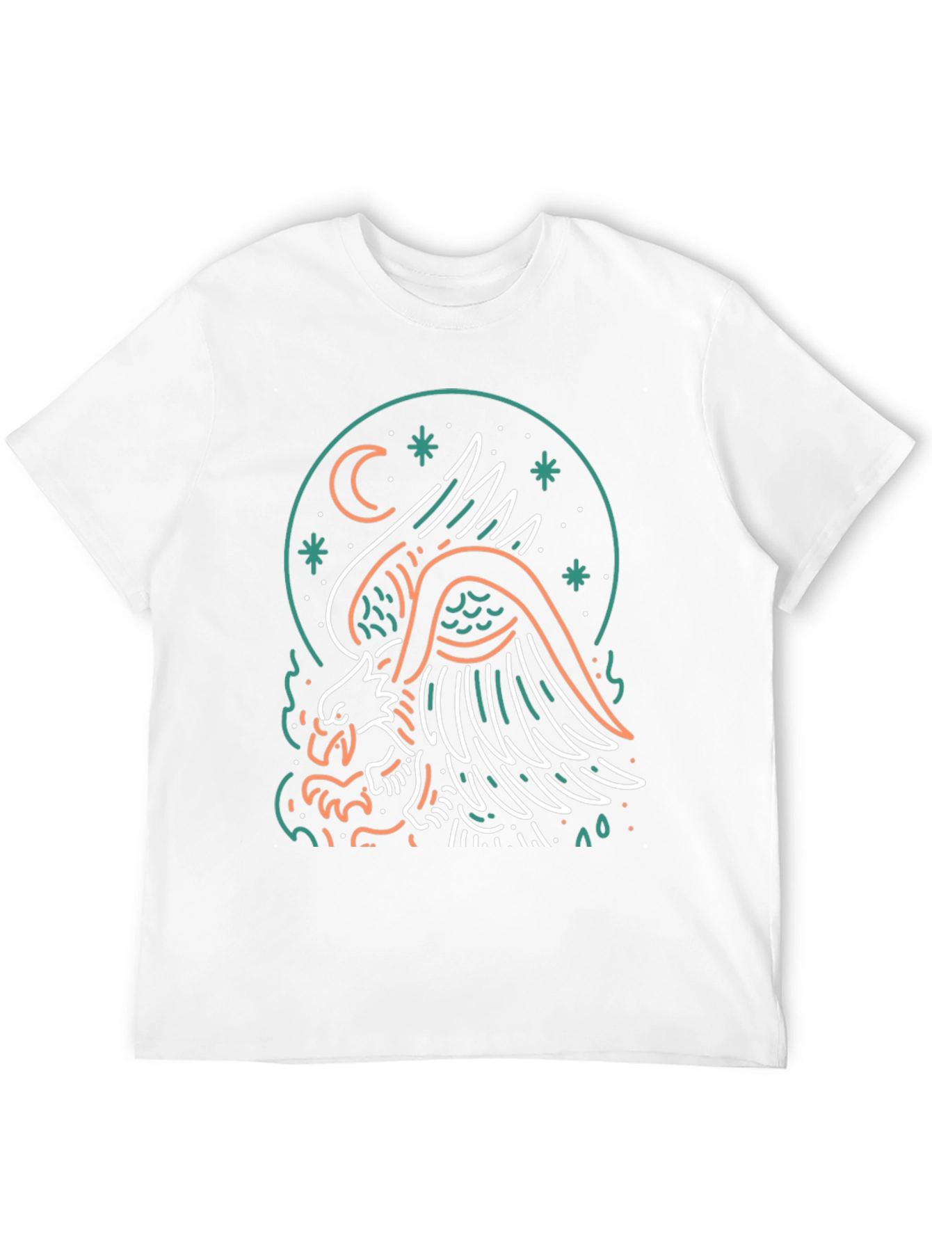 Eagle Moon Graphic Print Black T-Shirt