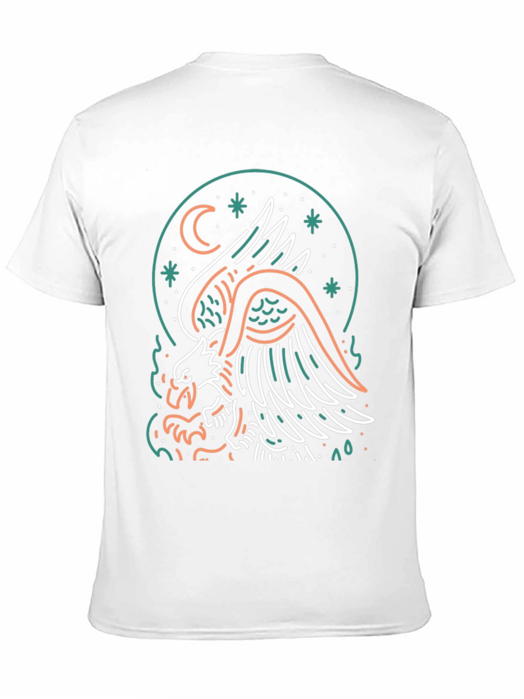 Eagle Moon Graphic Print Black T-Shirt