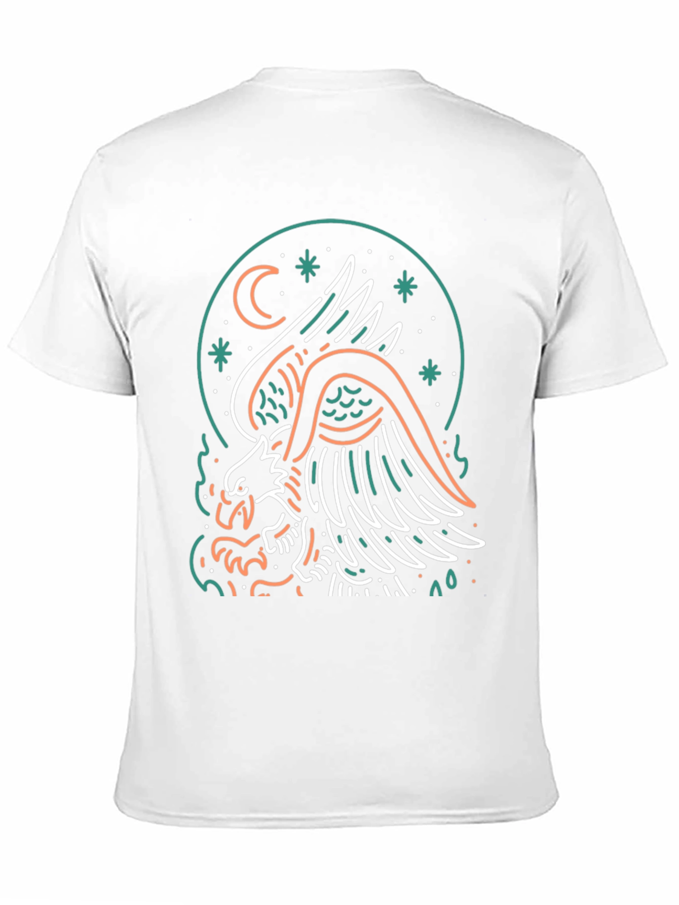 Eagle Moon Graphic Print Black T-Shirt