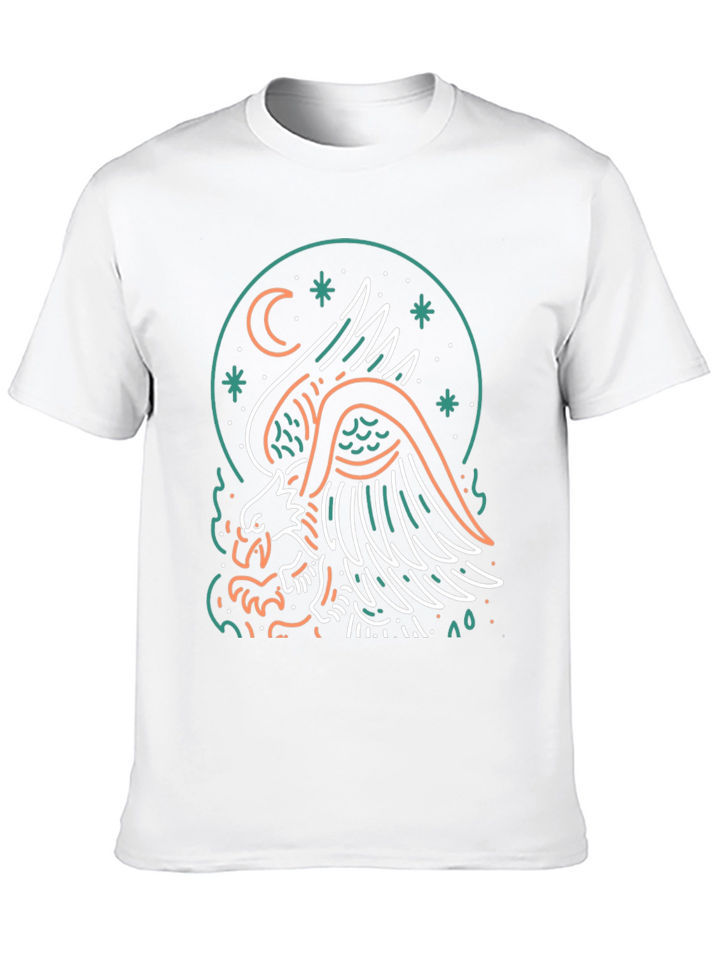 Eagle Moon Graphic Print Black T-Shirt