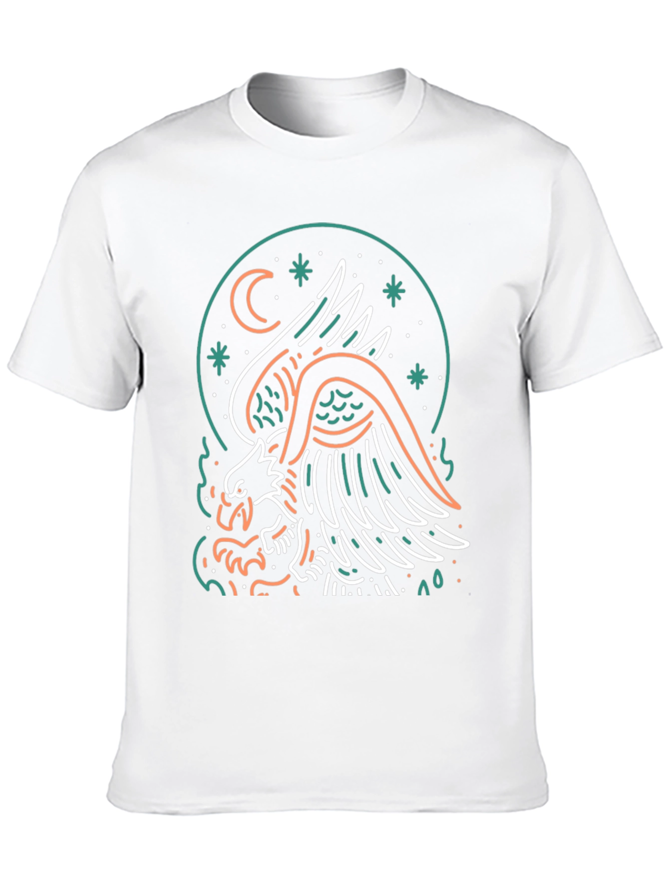 Eagle Moon Graphic Print Black T-Shirt