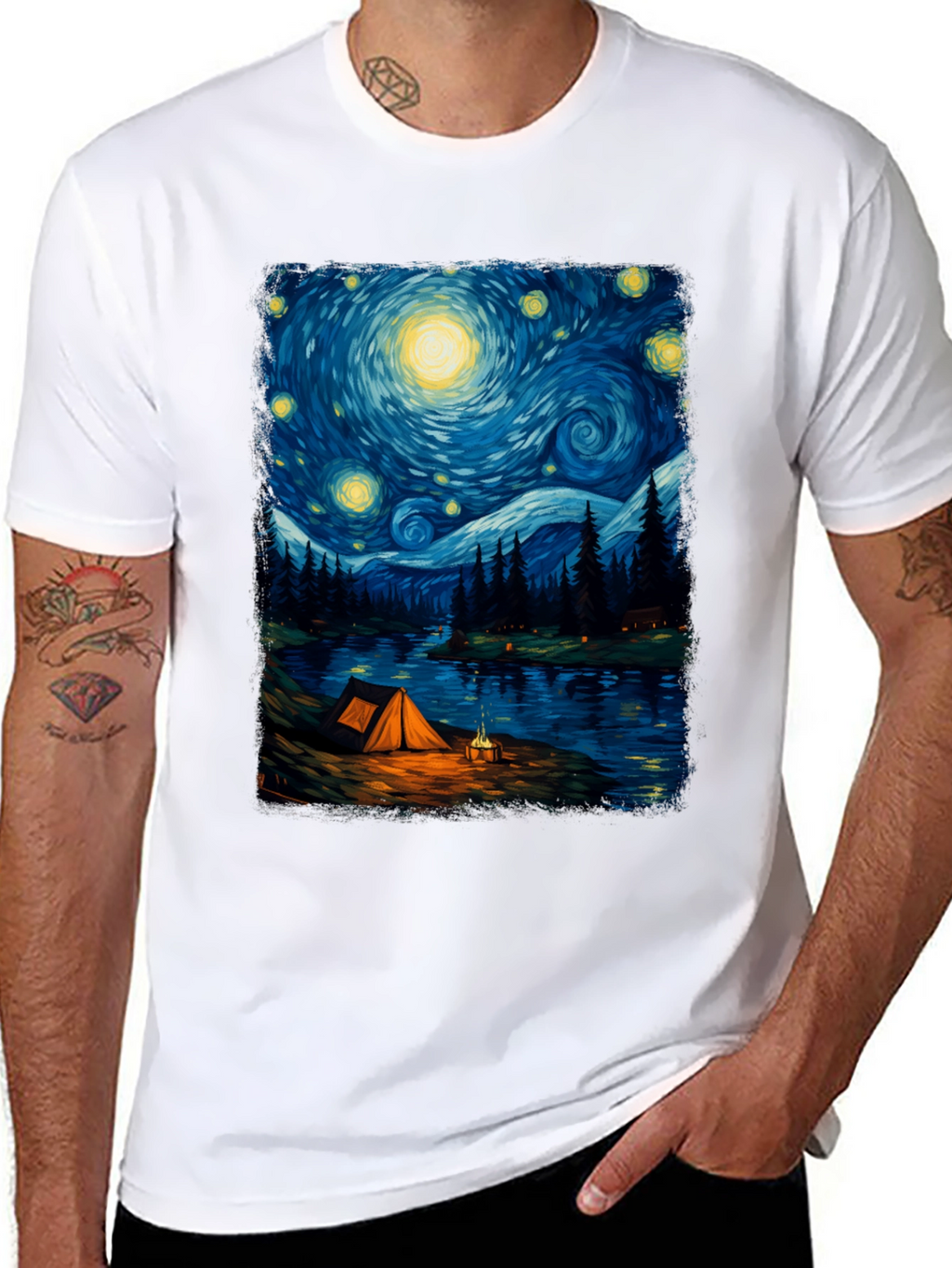 Starry Night Camping Graphic Tee