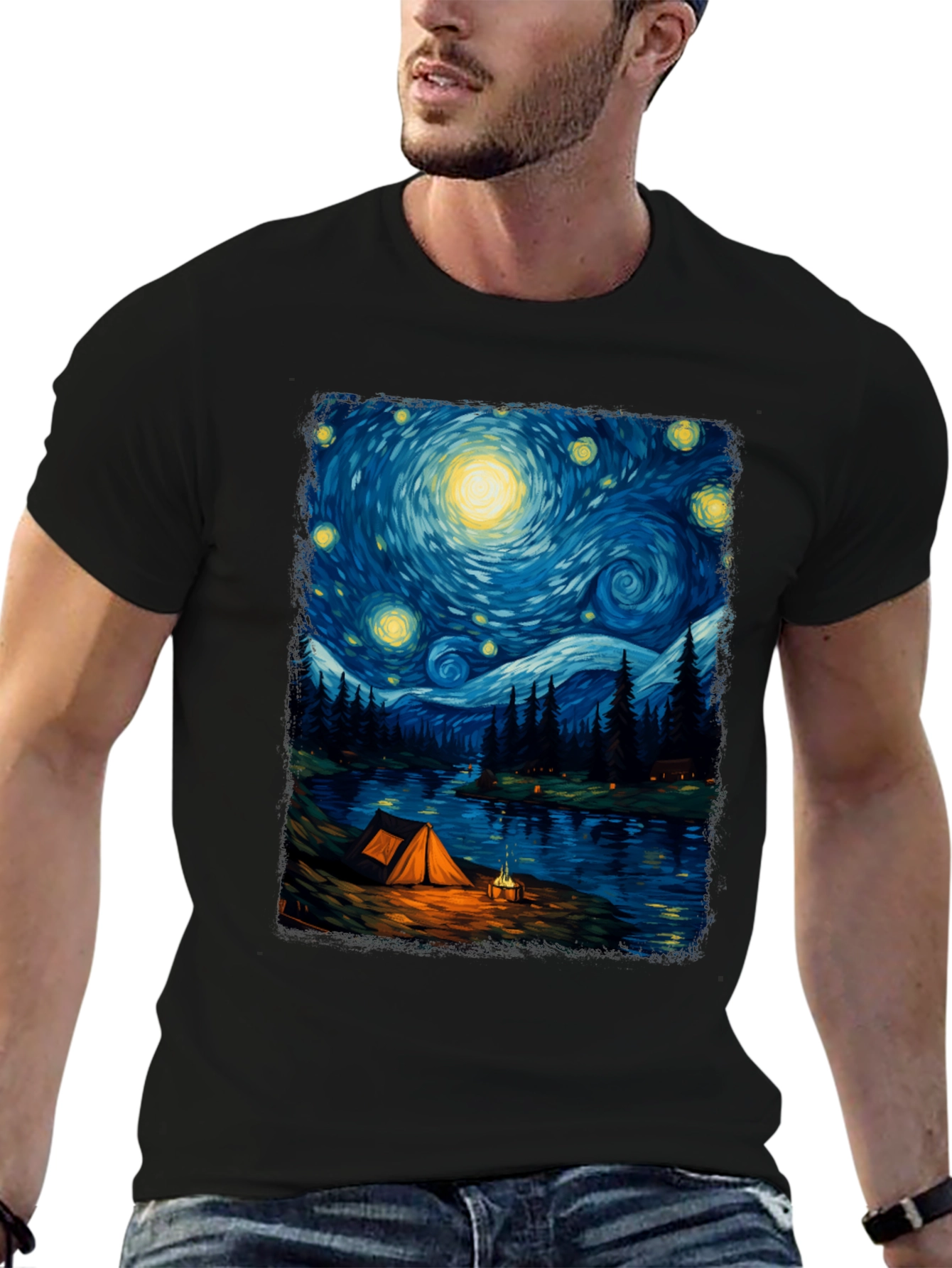 Starry Night Camping Graphic Tee