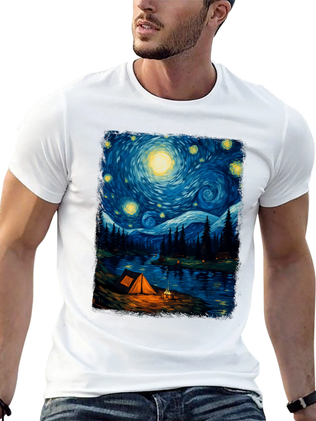 Starry Night Camping Graphic Tee