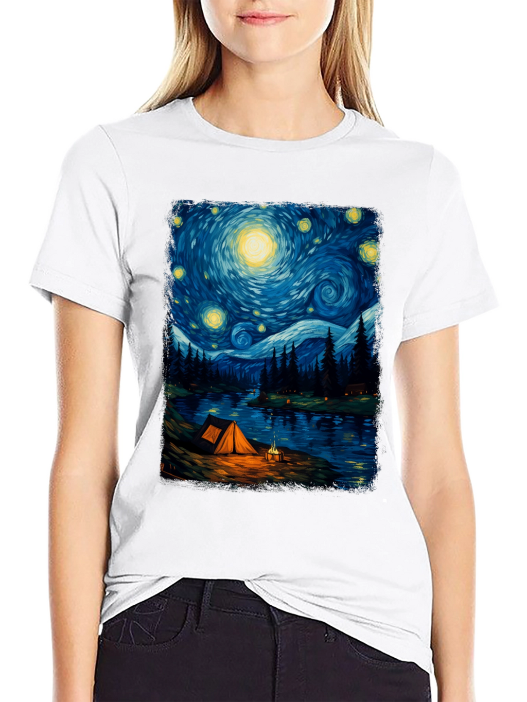 Starry Night Camping Graphic Tee