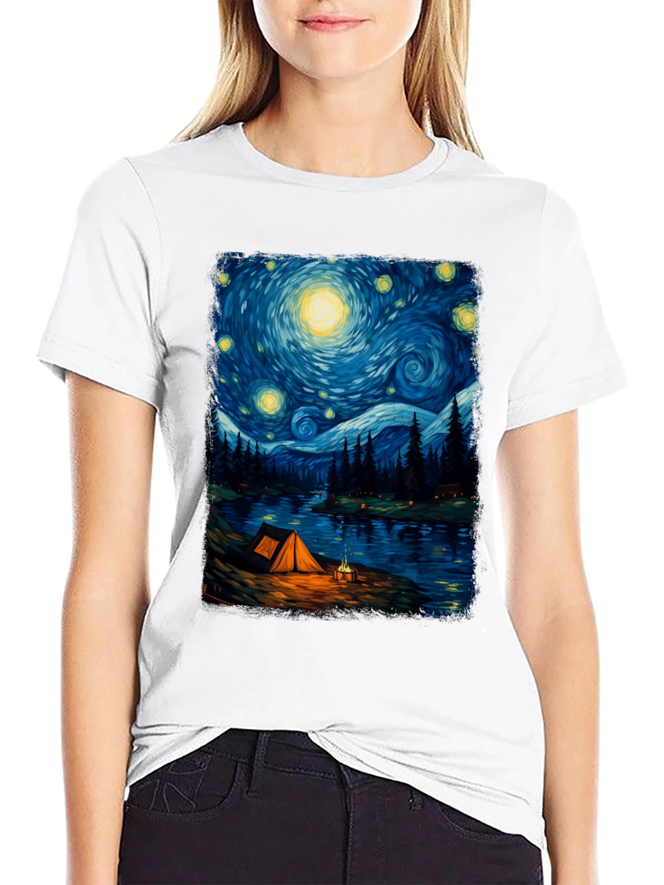 Starry Night Camping Graphic Tee