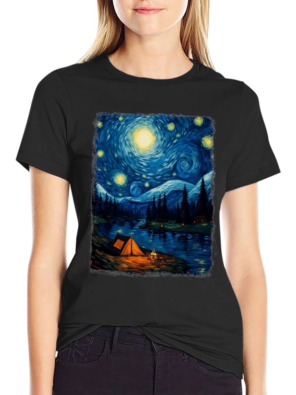 Starry Night Camping Graphic Tee