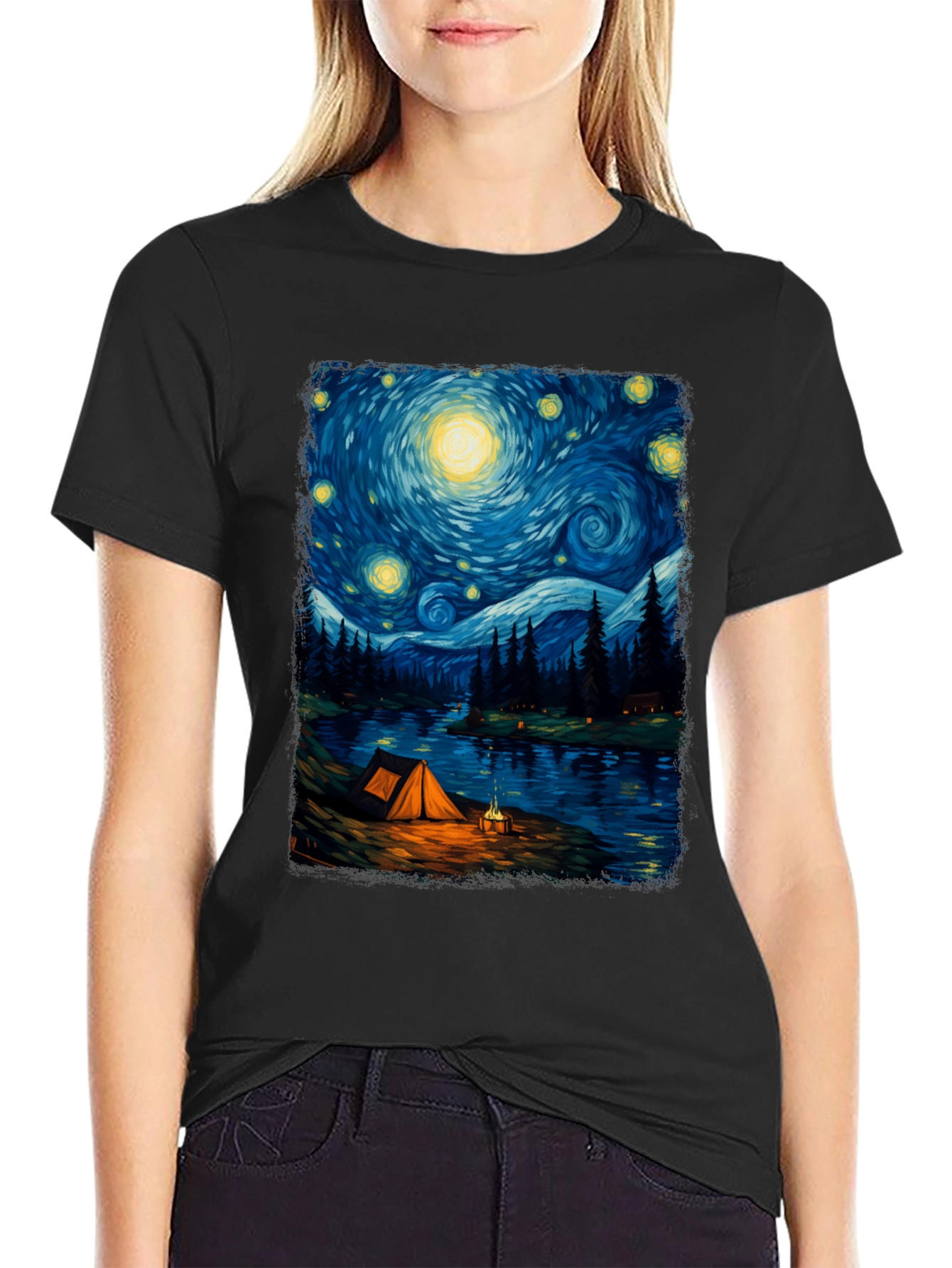 Starry Night Camping Graphic Tee