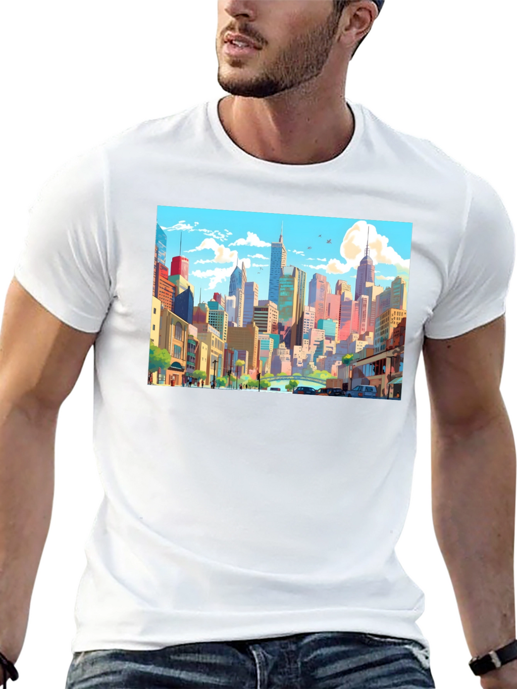 Cityscape Anime T-Shirt - Stylish Graphic Tee