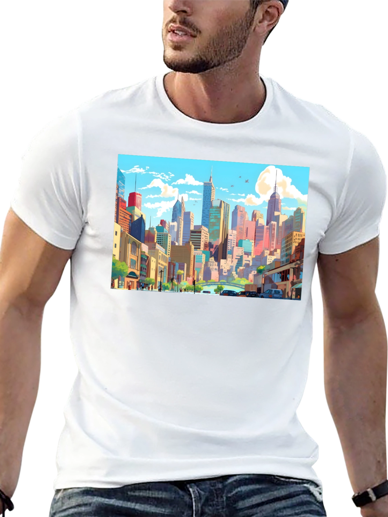 Cityscape Anime T-Shirt - Stylish Graphic Tee