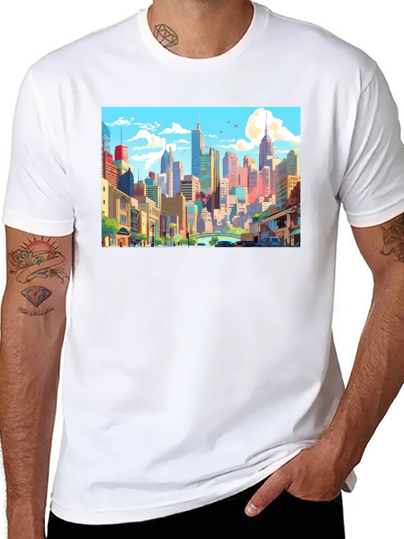 Cityscape Anime T-Shirt - Stylish Graphic Tee