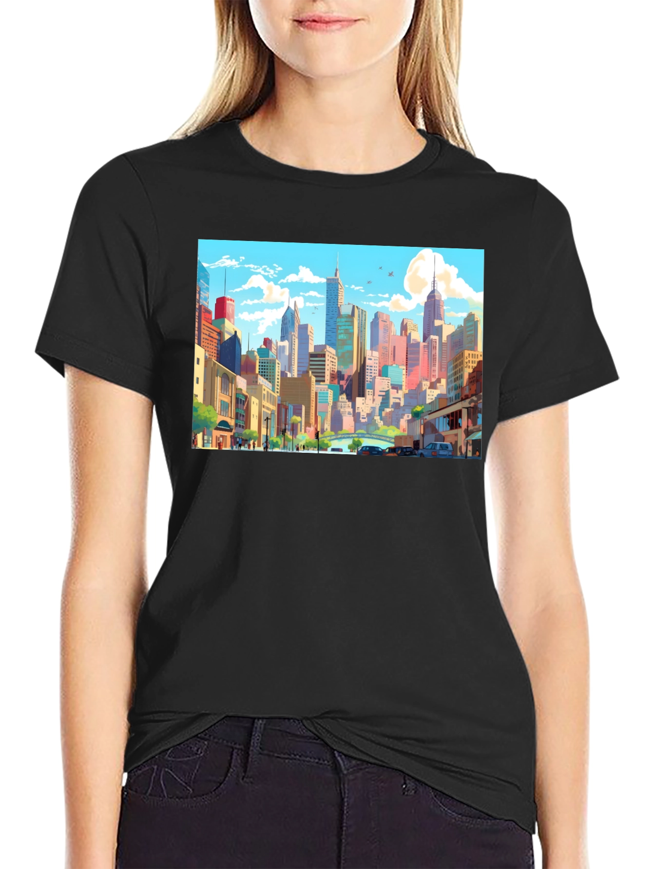 Cityscape Anime T-Shirt - Stylish Graphic Tee