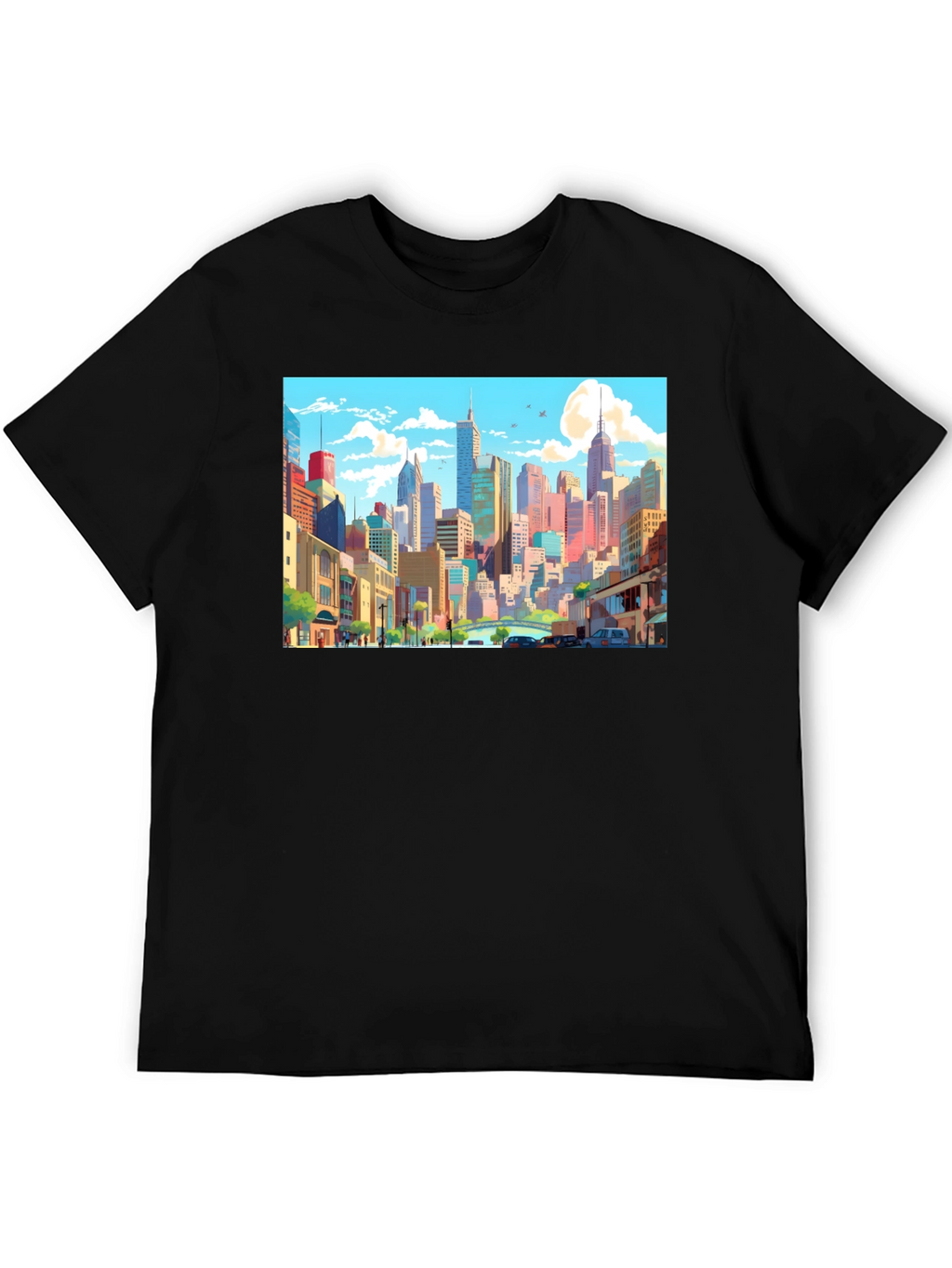 Cityscape Anime T-Shirt - Stylish Graphic Tee
