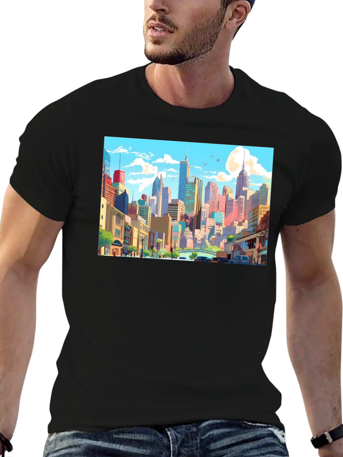 Cityscape Anime T-Shirt - Stylish Graphic Tee