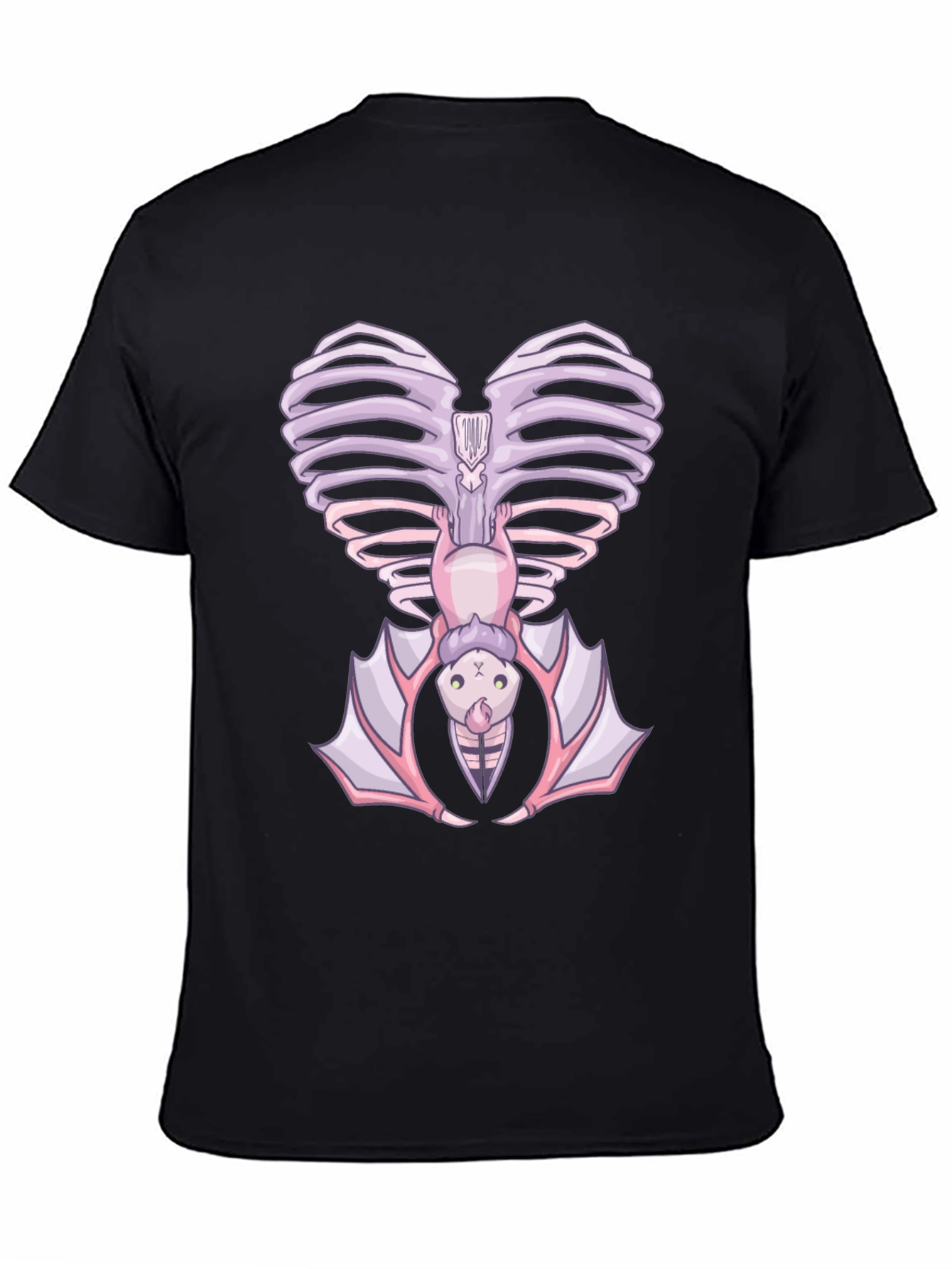 Heart Ribcage Bat Graphic Tee - Unique Halloween Style