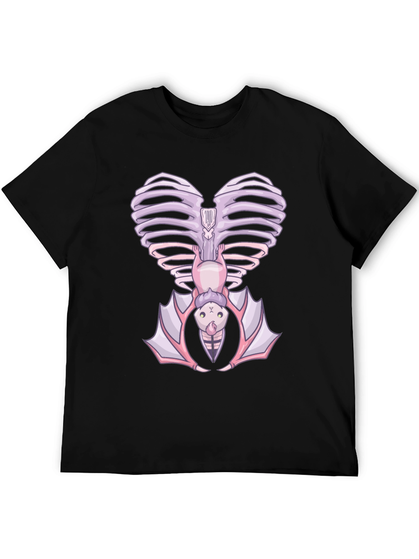 Heart Ribcage Bat Graphic Tee - Unique Halloween Style