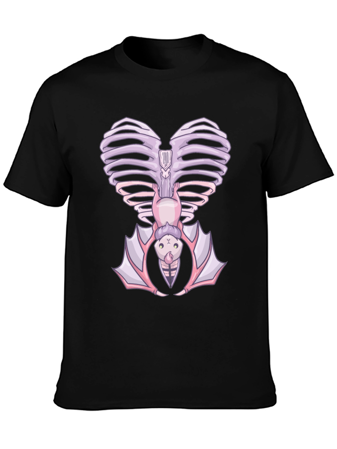 Heart Ribcage Bat Graphic Tee - Unique Halloween Style