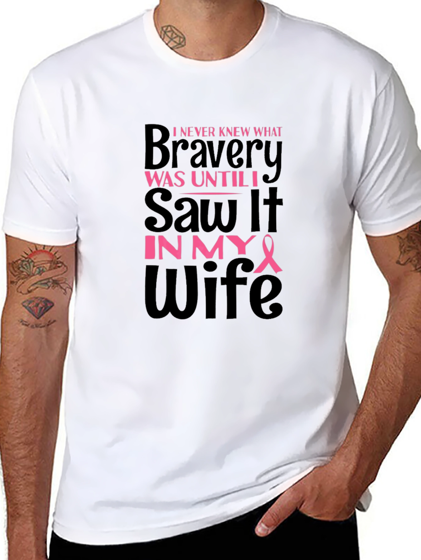 Bravery Wife T-Shirt - Breast Cancer Awareness Support