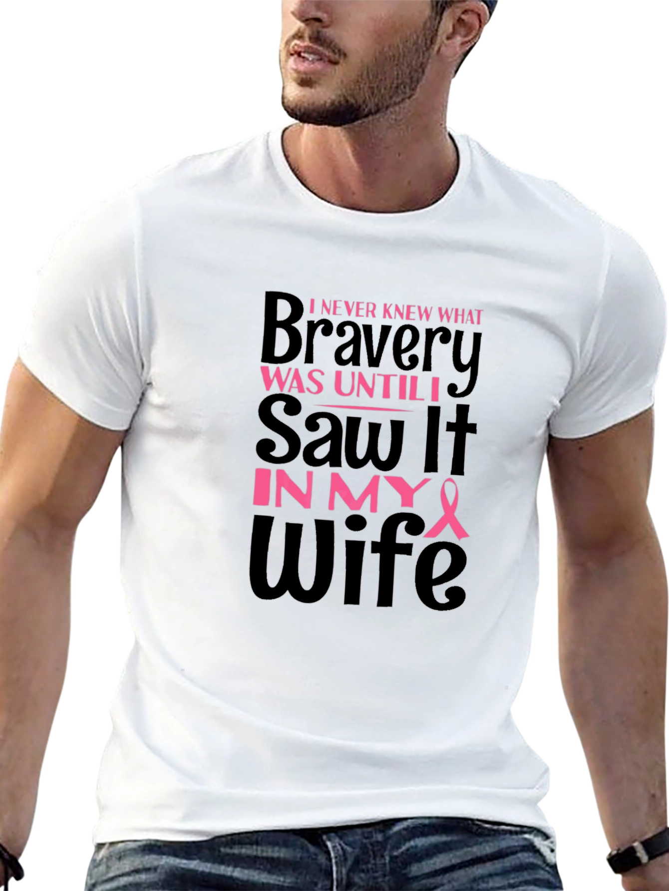 Bravery Wife T-Shirt - Breast Cancer Awareness Support