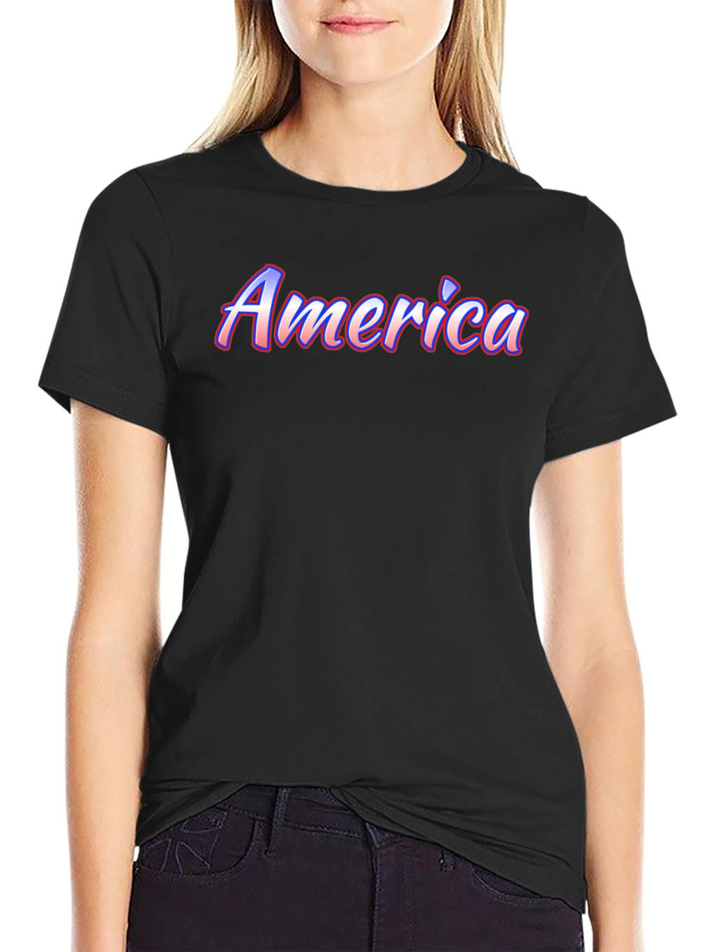 America Graphic Print Black T-Shirt