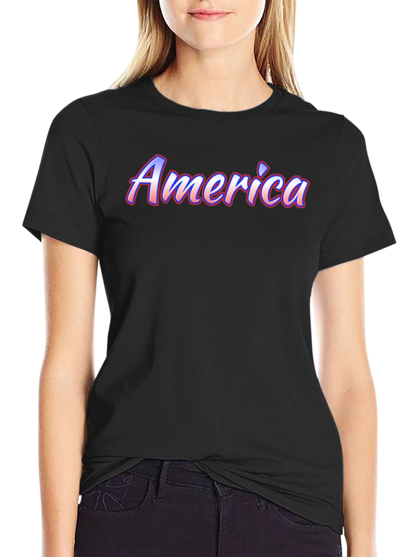 America Graphic Print Black T-Shirt