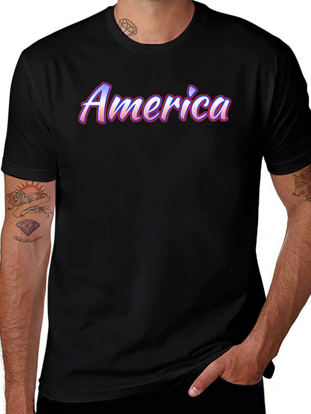 America Graphic Print Black T-Shirt
