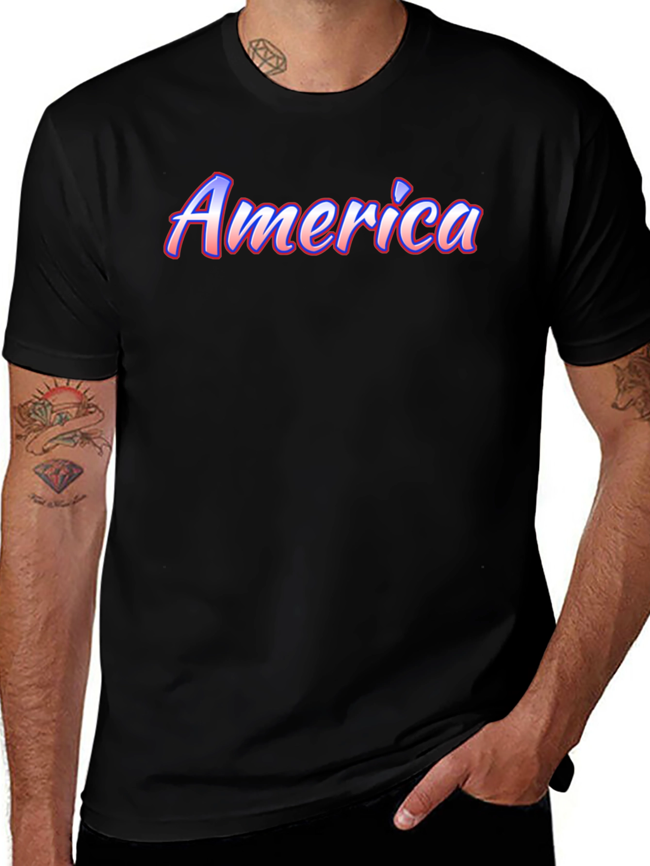 America Graphic Print Black T-Shirt