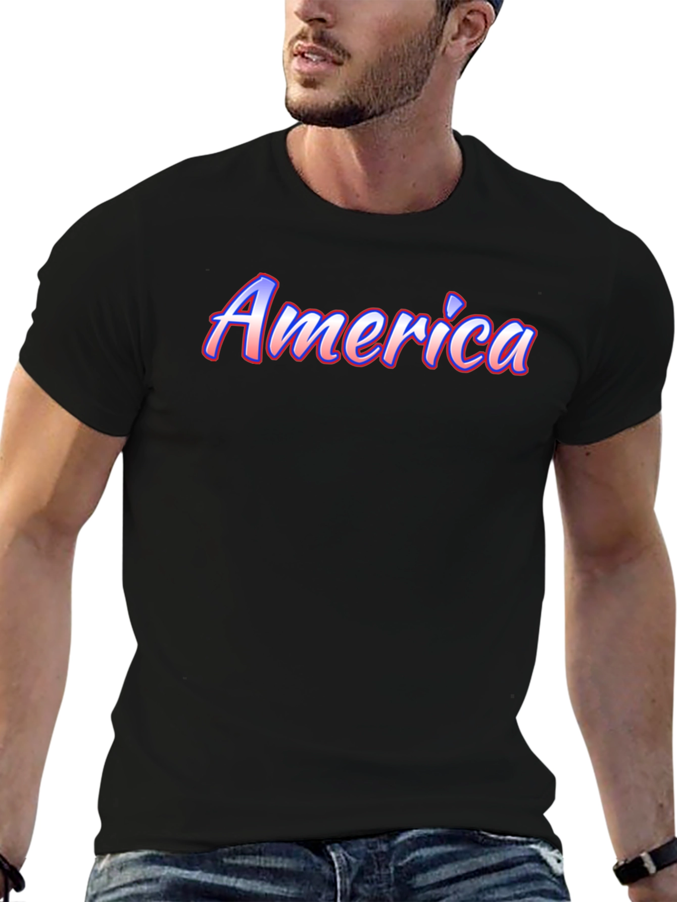 America Graphic Print Black T-Shirt