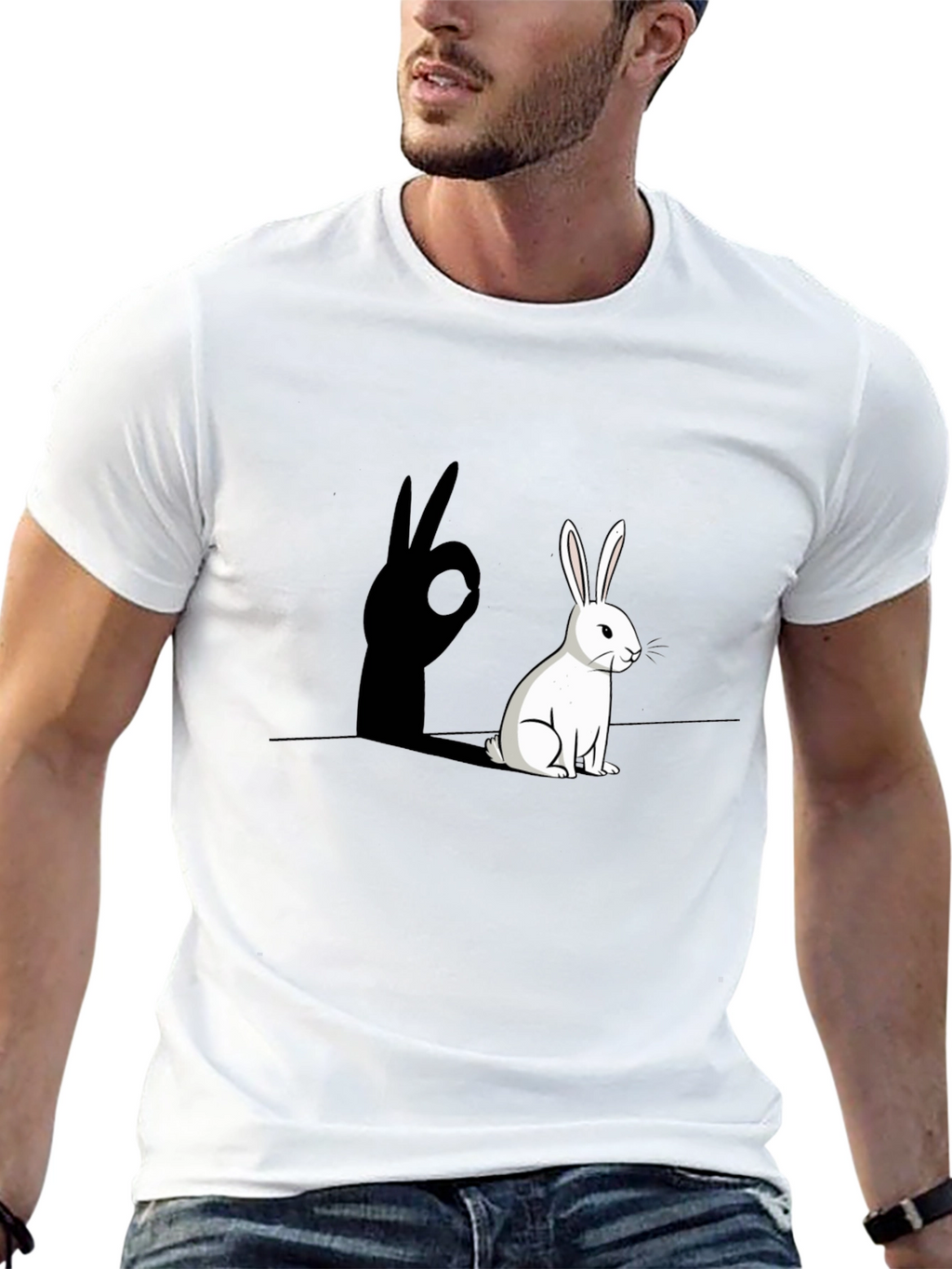 Rabbit Shadow Hand Sign Graphic Tee