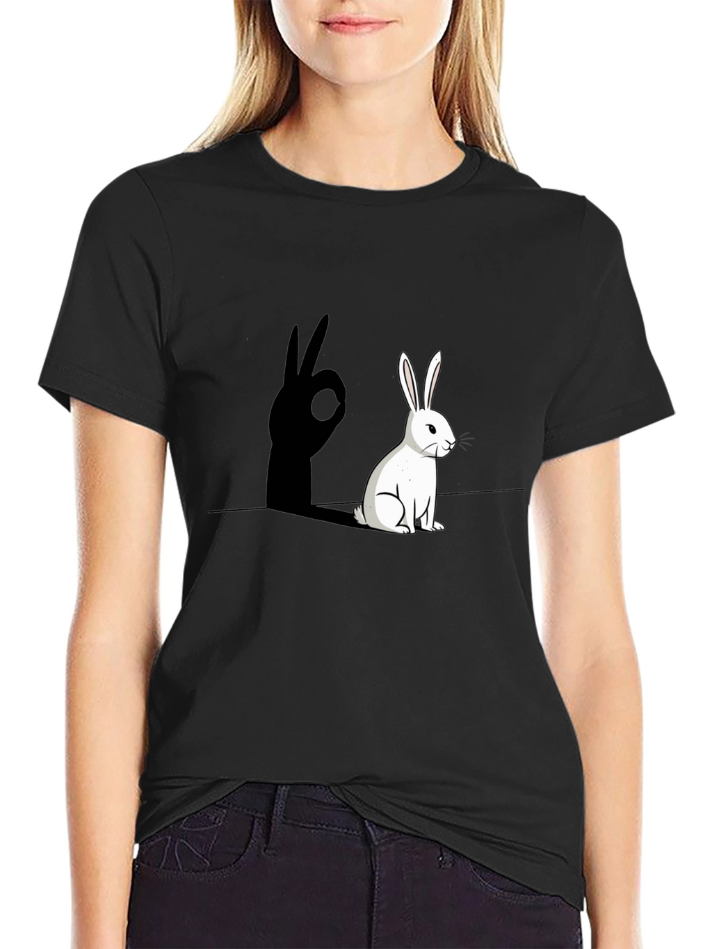 Rabbit Shadow Hand Sign Graphic Tee