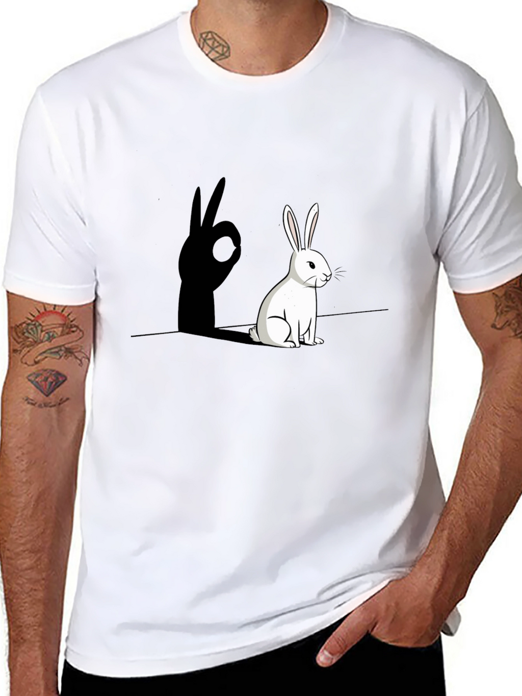 Rabbit Shadow Hand Sign Graphic Tee